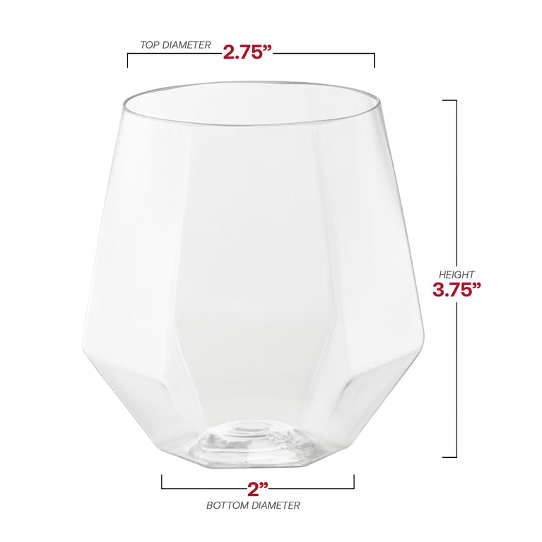 12 oz. Clear Hexagonal Stemless Plastic Wine Goblets