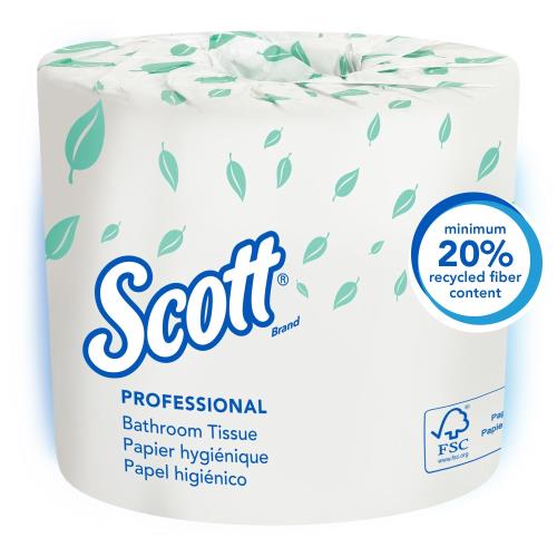 Scott® Fiber 1 Ply Toilet Paper Roll, White, 80 Rolls Per Case