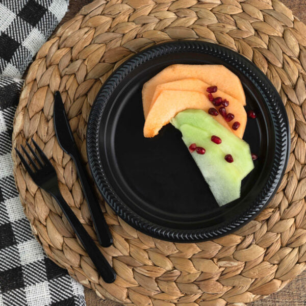 Black Plastic Plates & Bowls