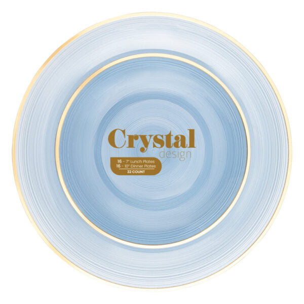 Crystal Design Blue Transparent with Gold Rim (16 Sets Per Package)