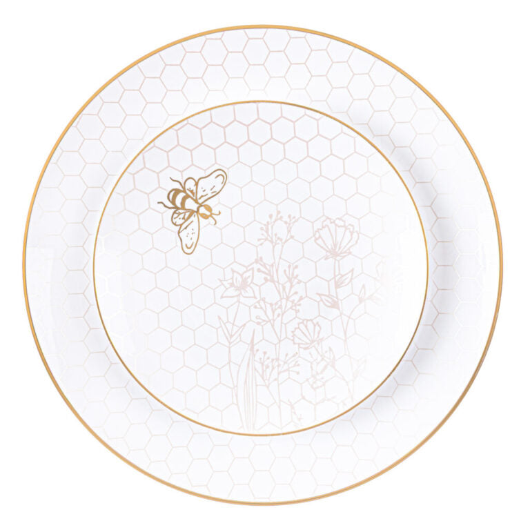 Honey Bee Deluxe Combo 7" & 10" Plates White/Gold