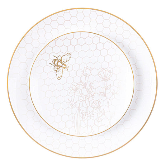 Honey Bee Deluxe Combo 7" & 10" Plates White/Gold
