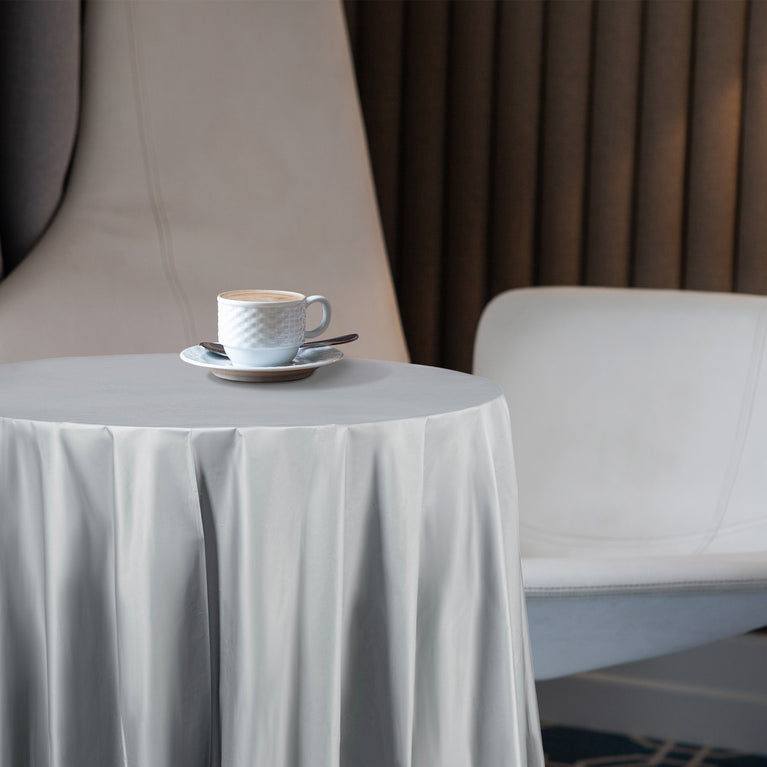Round Disposable Plastic Tablecloth – 84″ Diameter (Individually Folded)