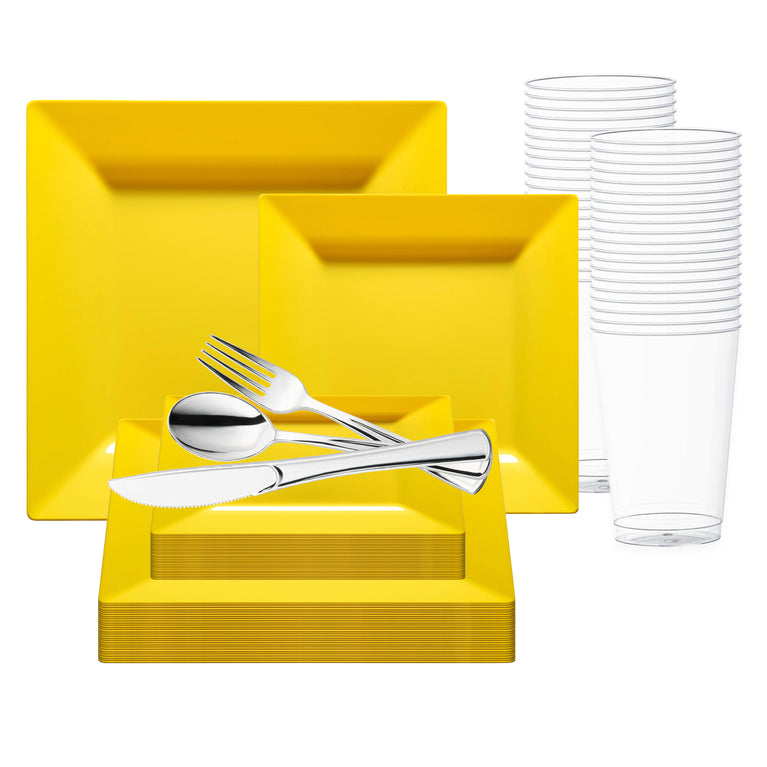 Square Plastic Plates Value Set