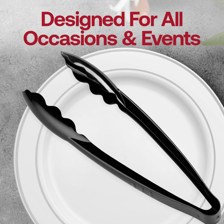 9" Disposable Plastic Serving Tongs