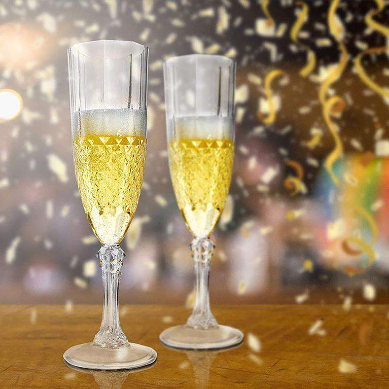 8 oz. Crystal Cut Plastic Champagne Flutes