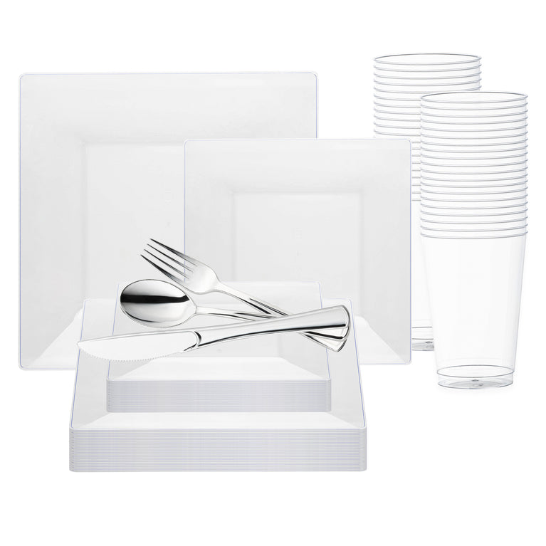 Square Plastic Plates Value Set