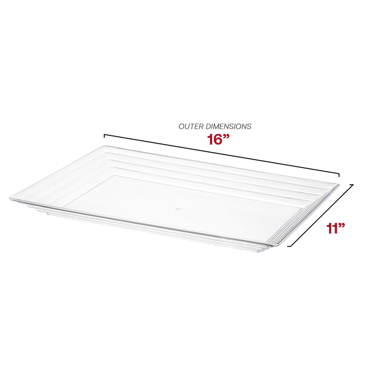 11"x 16" Rectangular with Groove Rim Plastic Serving Trays