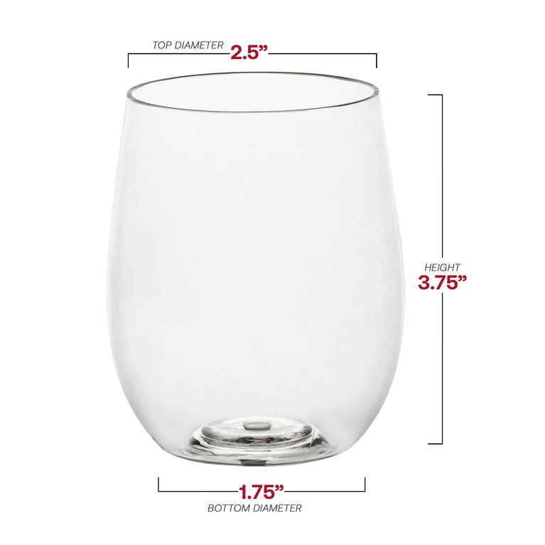 Clear Elegant Stemless Plastic Wine Glasses