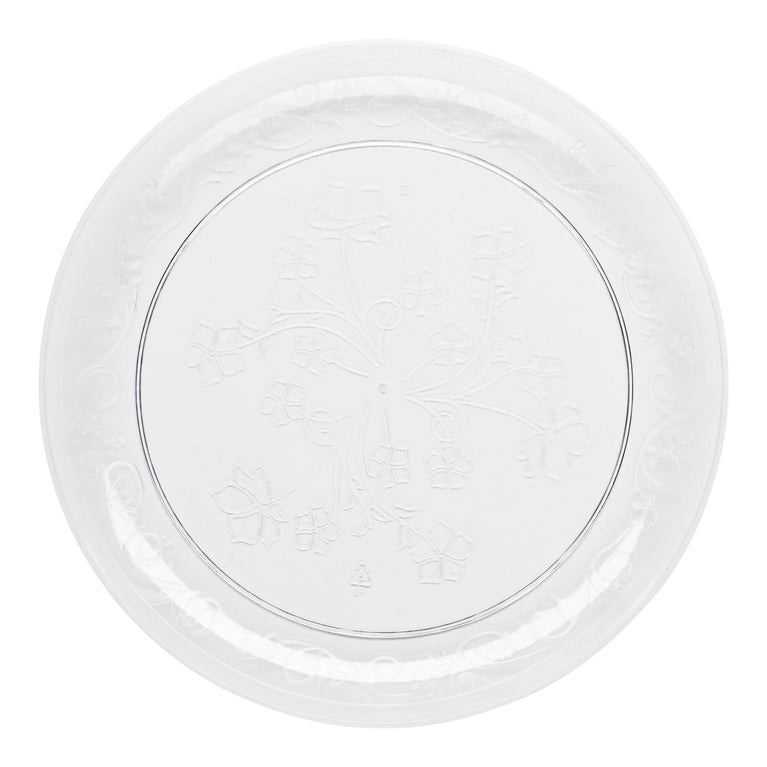 Clear Floral Round Disposable Plastic Plates