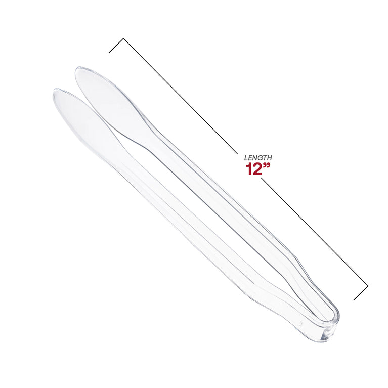 12" Disposable Plastic Serving Tongs