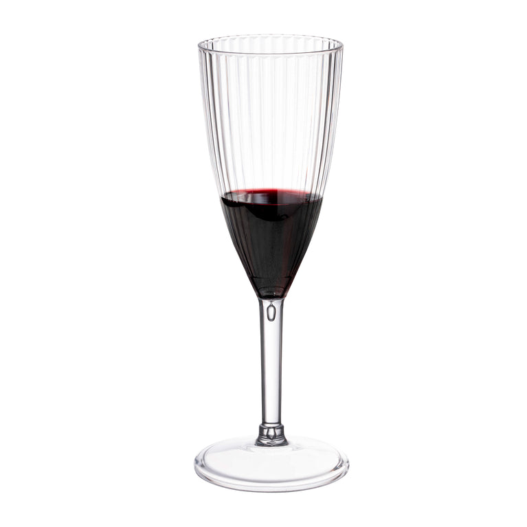 8 oz. Clear Stripe Round Disposable Plastic Champagne Flutes