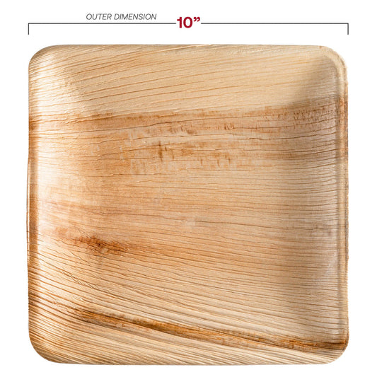 10" Square Palm Leaf Eco-Friendly Disposable Appetizer/Salad Plates