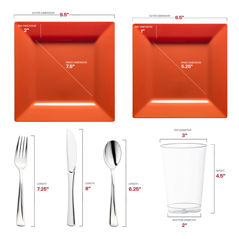 Square Plastic Plates Value Set