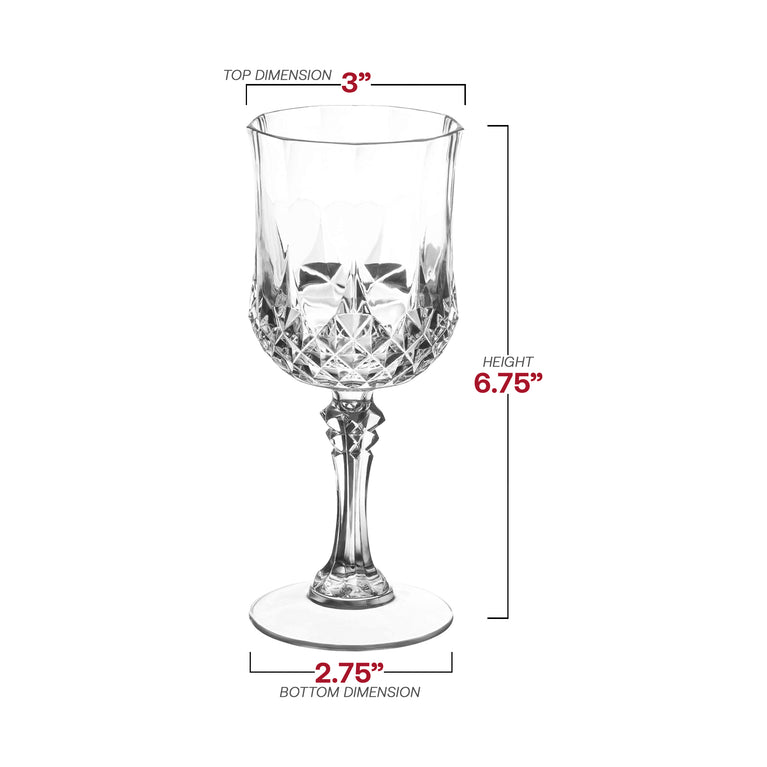 8 oz. Crystal Cut Plastic Wine Glasses