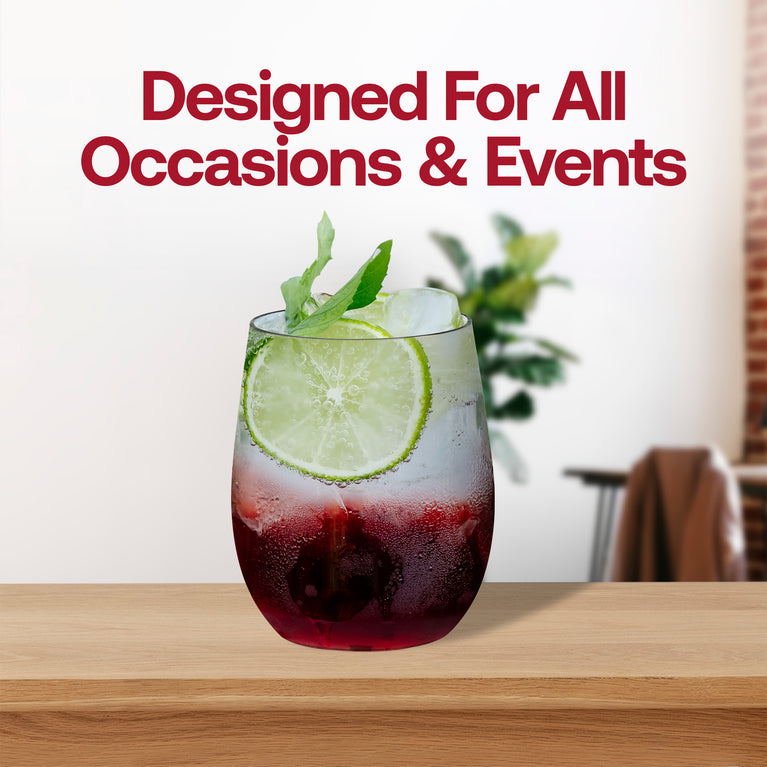 Clear Elegant Stemless Plastic Wine Glasses