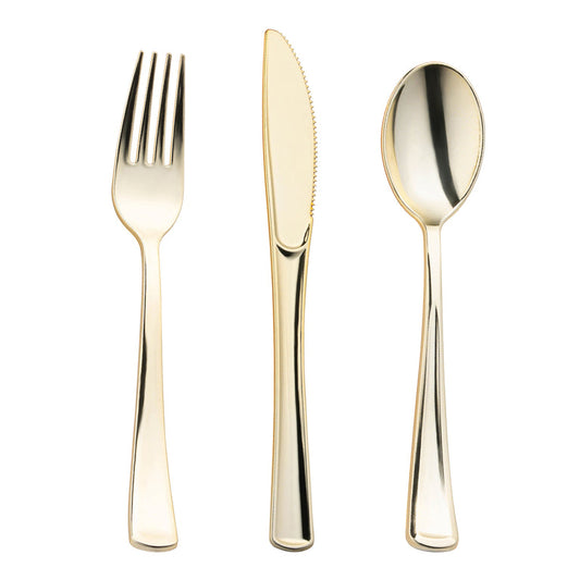 Shiny Metallic Gold Disposable Plastic Cutlery