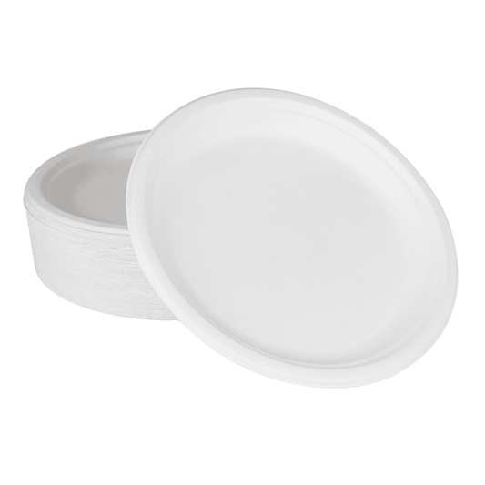 Compostable Bagasse Round Plates PFAS- FREE