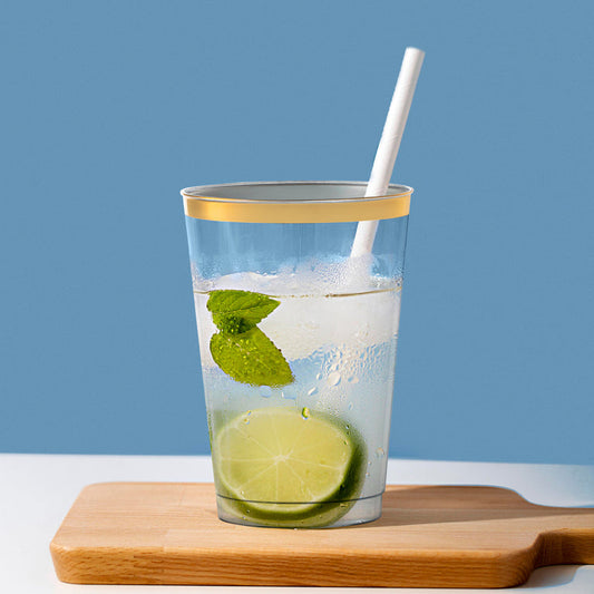 Clear with Metallic Gold Rim Round Tumblers
