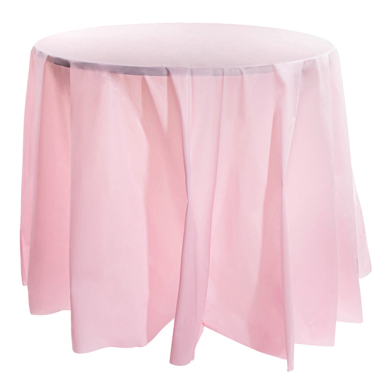Round Disposable Plastic Tablecloth – 84″ Diameter (Individually Folded)