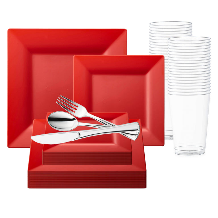 Square Plastic Plates Value Set
