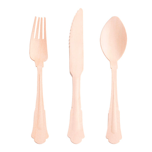 Silhouette Birch Wood Eco Friendly Disposable Cutlery