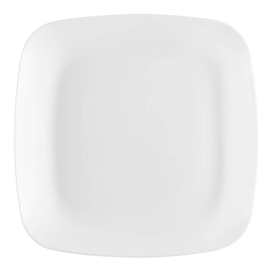 Solid White Flat Rounded Square Disposable Plastic Plates