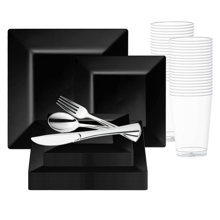 Square Plastic Plates Value Set