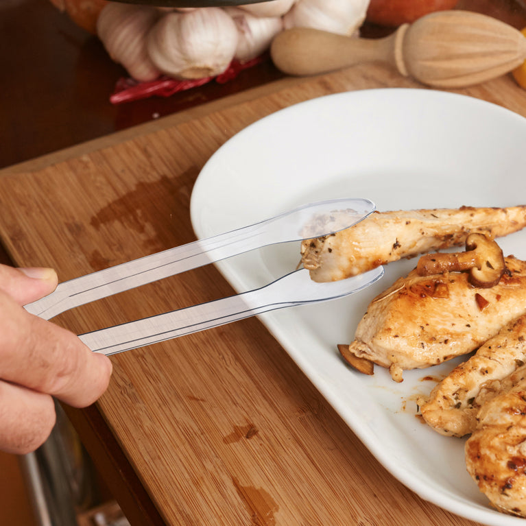 12" Disposable Plastic Serving Tongs