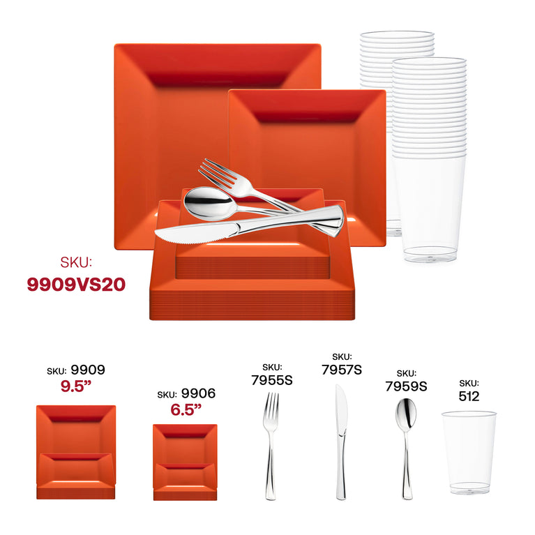 Square Plastic Plates Value Set