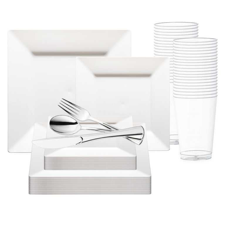 Square Plastic Plates Value Set