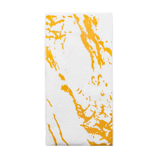 White with Gold Marble Paper Dinner Napkins
