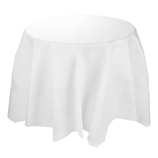 White Octy Round Linen-Like Disposable Tablecloth – 82"