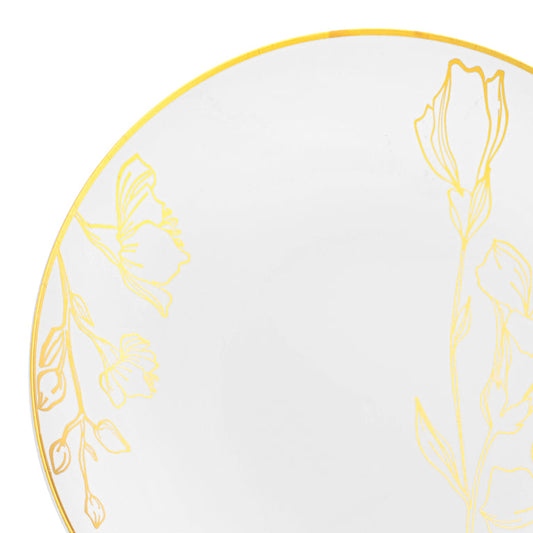 Antique Floral Round Disposable Plastic Plates