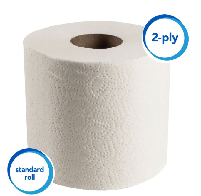 Scott® Professional Standard Roll Toilet Paper (04460), with Elevated Design, 2-Ply, White, Individually wrapped, (550 Sheets/Roll, 80 Rolls/Case, 44,000 Sheets/Case)
